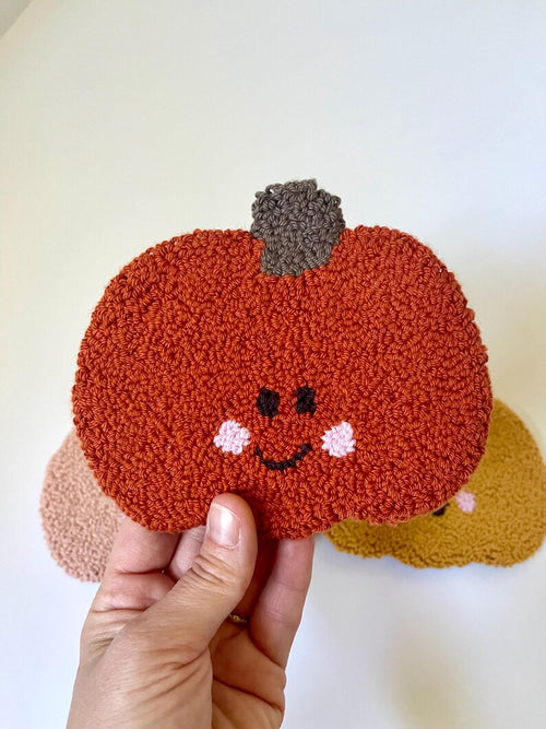 Pumpkin Mug Rug | Punch Needle Coaster | Fall and Halloween Decor
