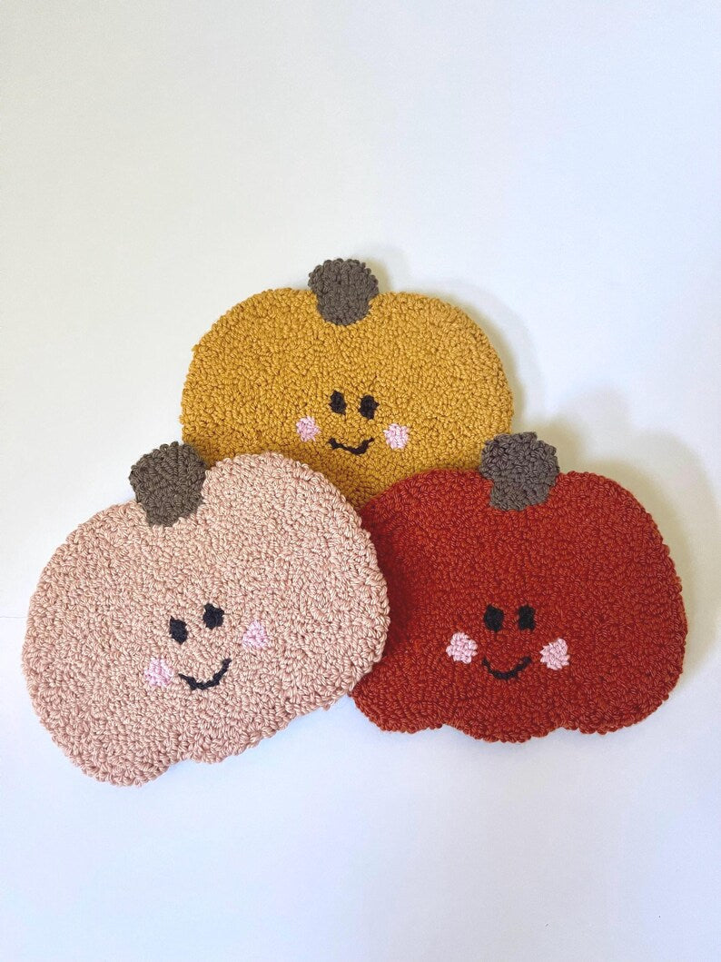 Pumpkin Mug Rug | Punch Needle Coaster | Fall and Halloween Decor
