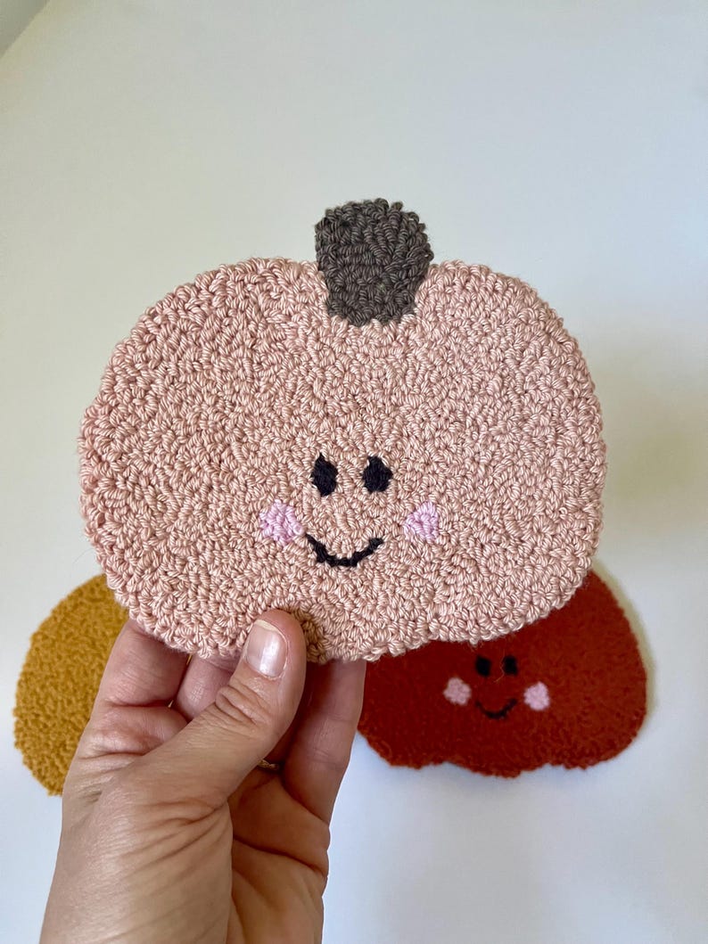 Pumpkin Mug Rug | Punch Needle Coaster | Fall and Halloween Decor