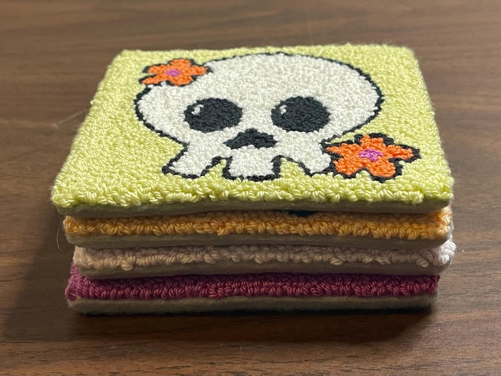 Halloween Mug Rug | Punch Needle Coaster | Halloween Decor | Ghost | Pumpkin | Skull | Witch Hat