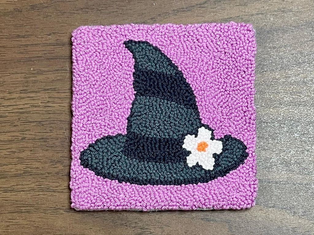 Halloween Mug Rug | Punch Needle Coaster | Halloween Decor | Ghost | Pumpkin | Skull | Witch Hat